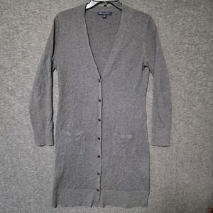 Brooks Brothers Gray Wool Blend Long Cardigan Sweater Women's Size Medium